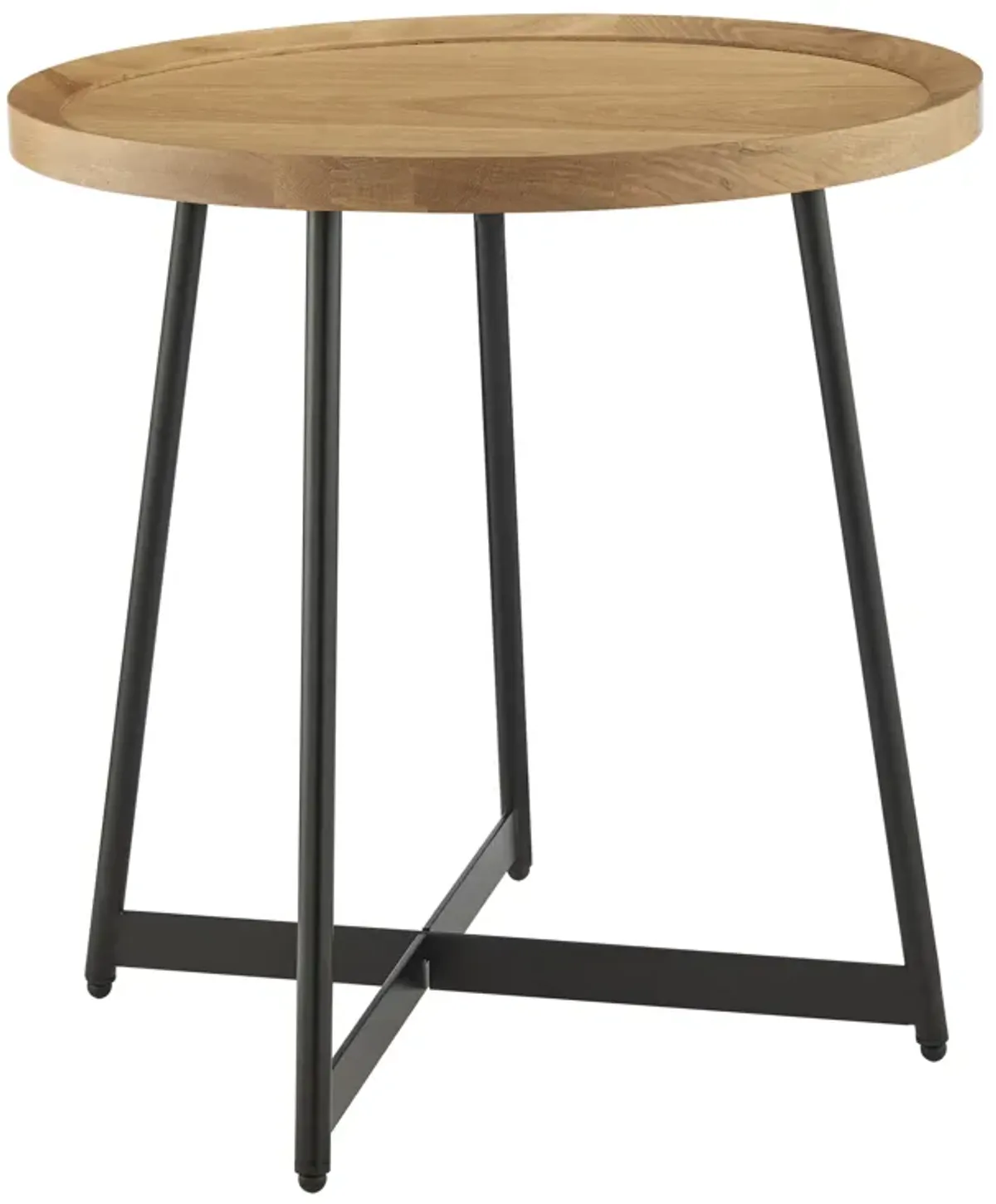 Niklaus 22" Round Side Table in Oak and Black Base