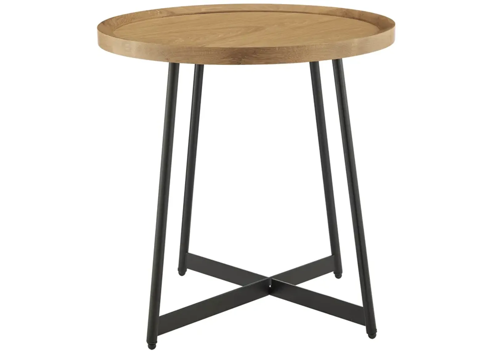 Niklaus 22" Round Side Table in Oak and Black Base