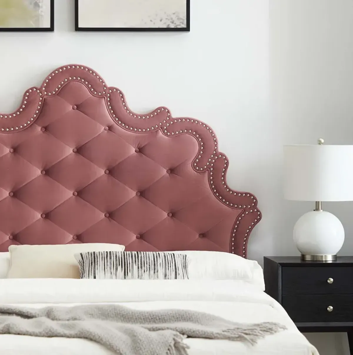 Sasha Button-Tufted Performance Velvet King Bed