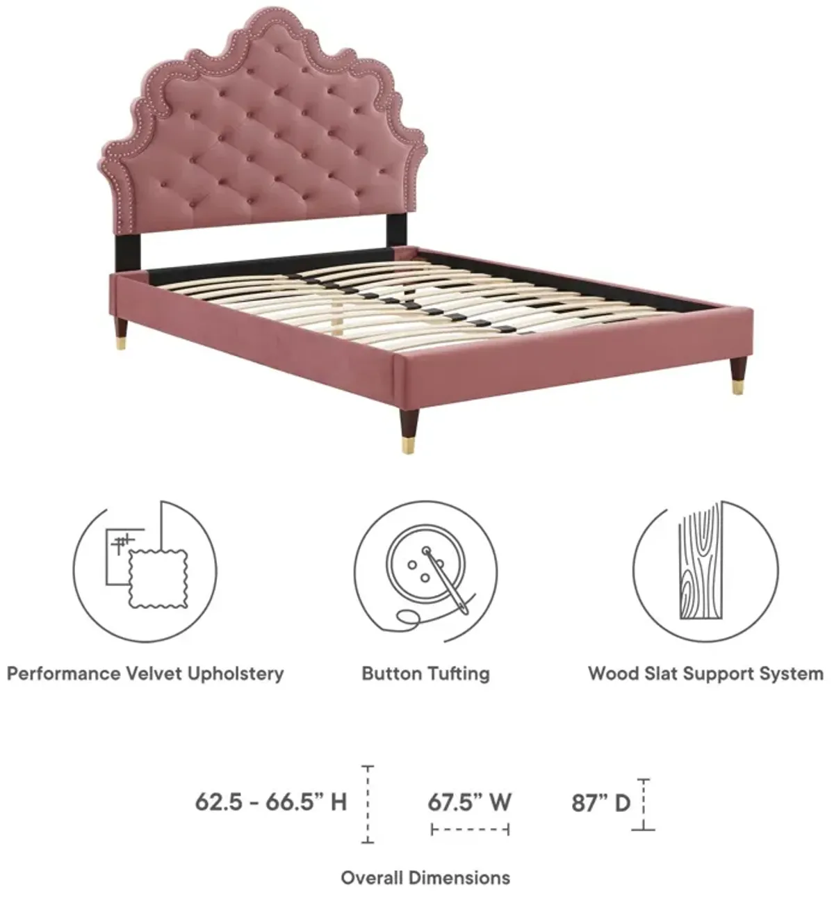 Sasha Button-Tufted Performance Velvet King Bed