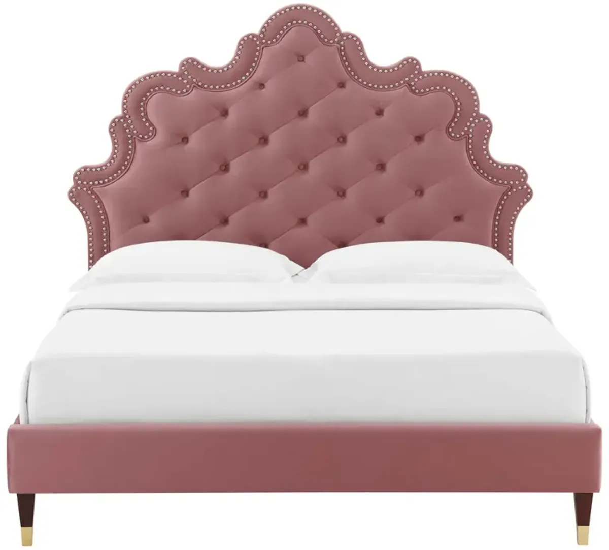 Sasha Button-Tufted Performance Velvet King Bed