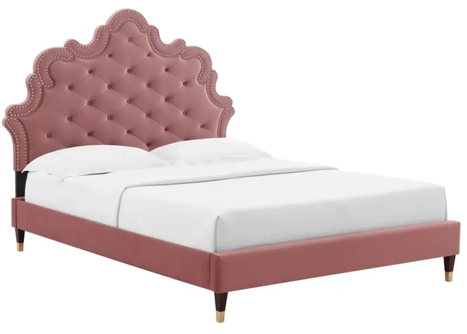 Sasha Button-Tufted Performance Velvet King Bed