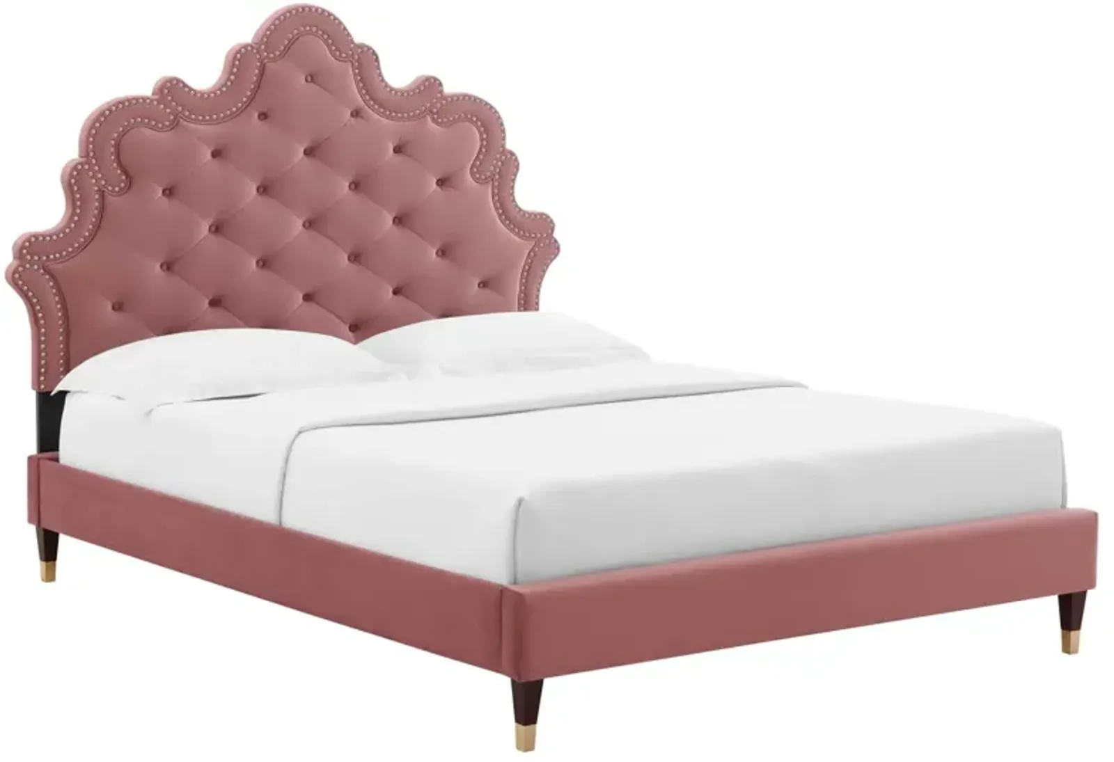 Sasha Button-Tufted Performance Velvet King Bed