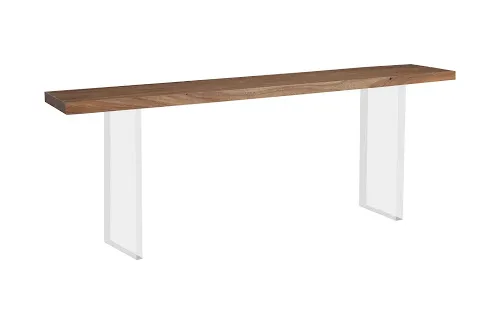 floating console table, acrylic legs