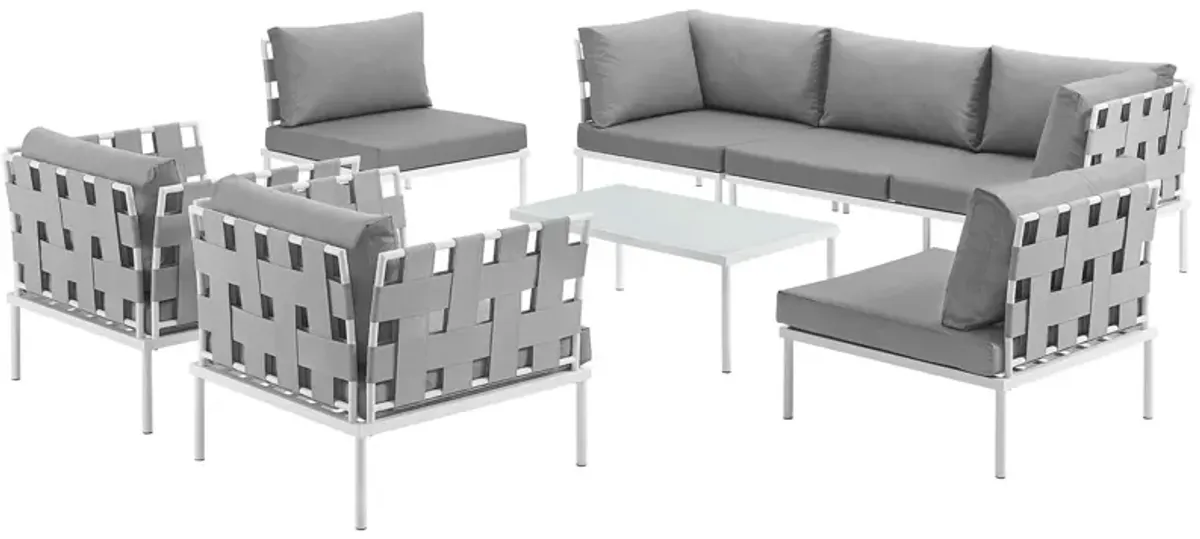 Harmony 8 Piece Outdoor Patio Aluminum Sectional Sofa Set