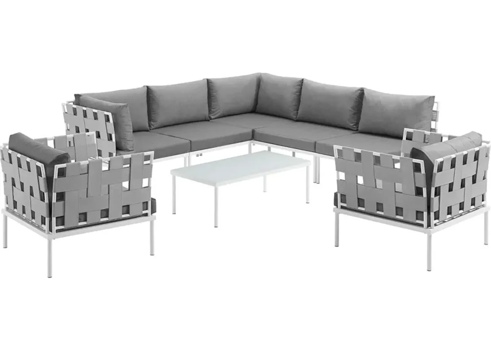 Harmony 8 Piece Outdoor Patio Aluminum Sectional Sofa Set