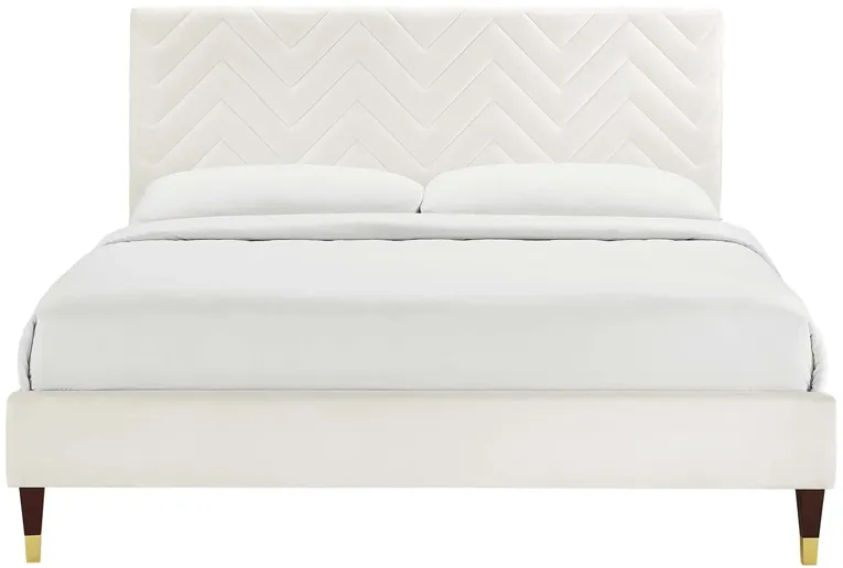 Leah Chevron Tufted Performance Velvet Full Platform Bed