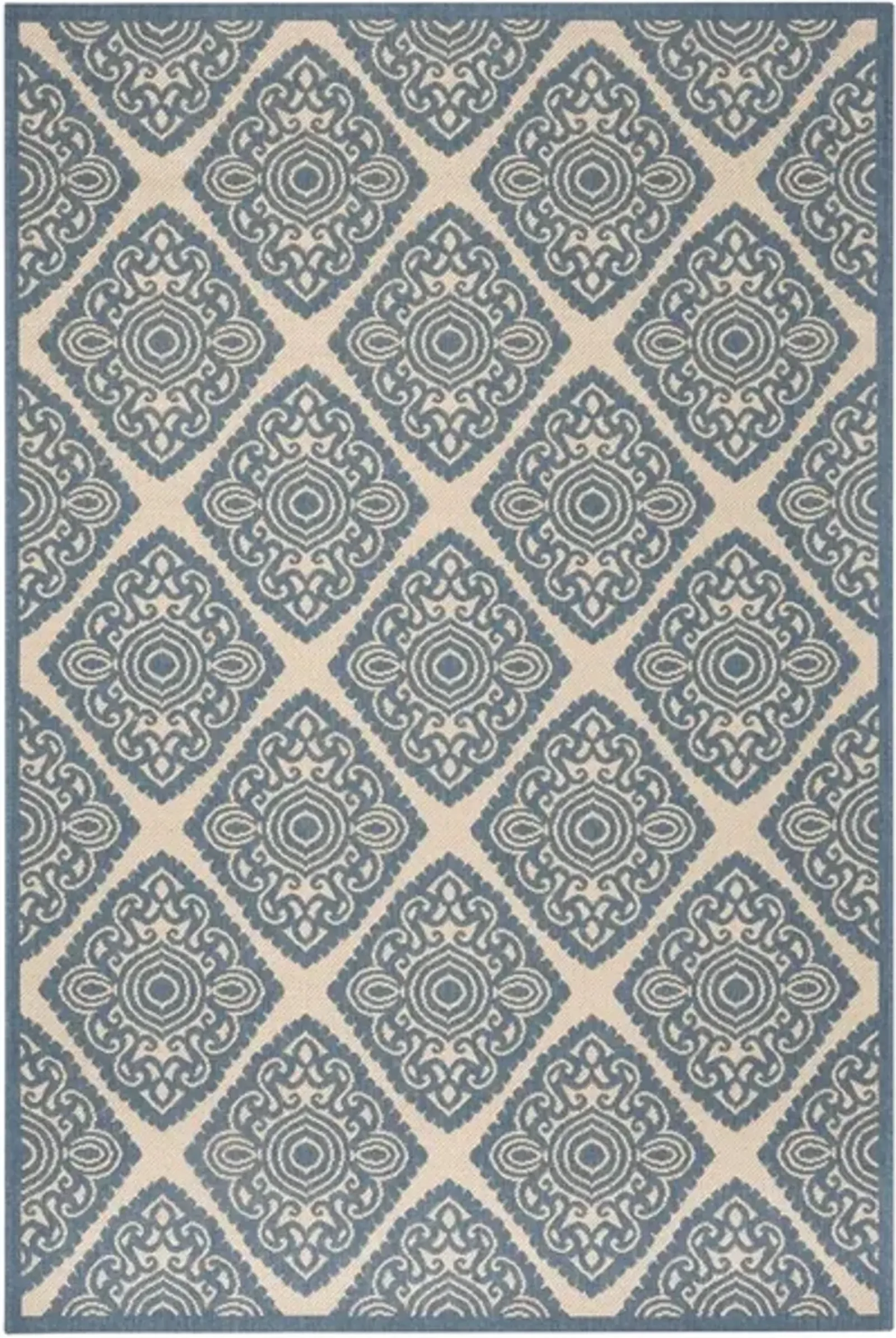 Safavieh BEACH HOUSE Collection BHS132N-3 Cream / Blue 3' X 5'