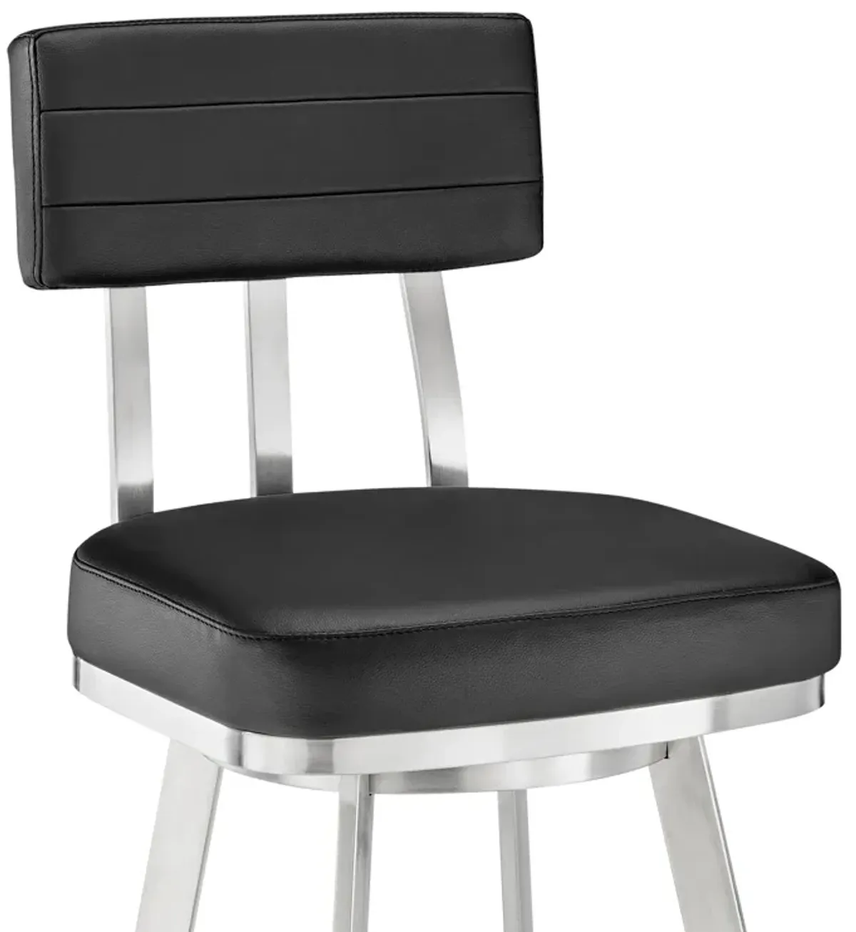 Benjamin 26" Swivel Counter Stool in Brushed Stainless Steel with Black Faux Leather