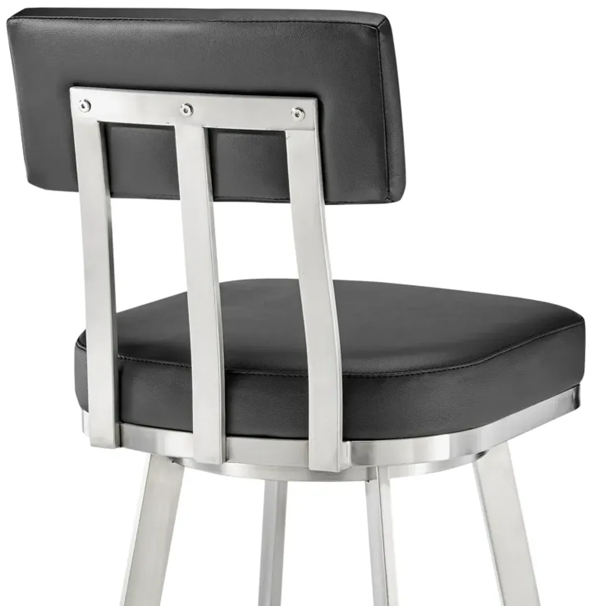 Benjamin 26" Swivel Counter Stool in Brushed Stainless Steel with Black Faux Leather