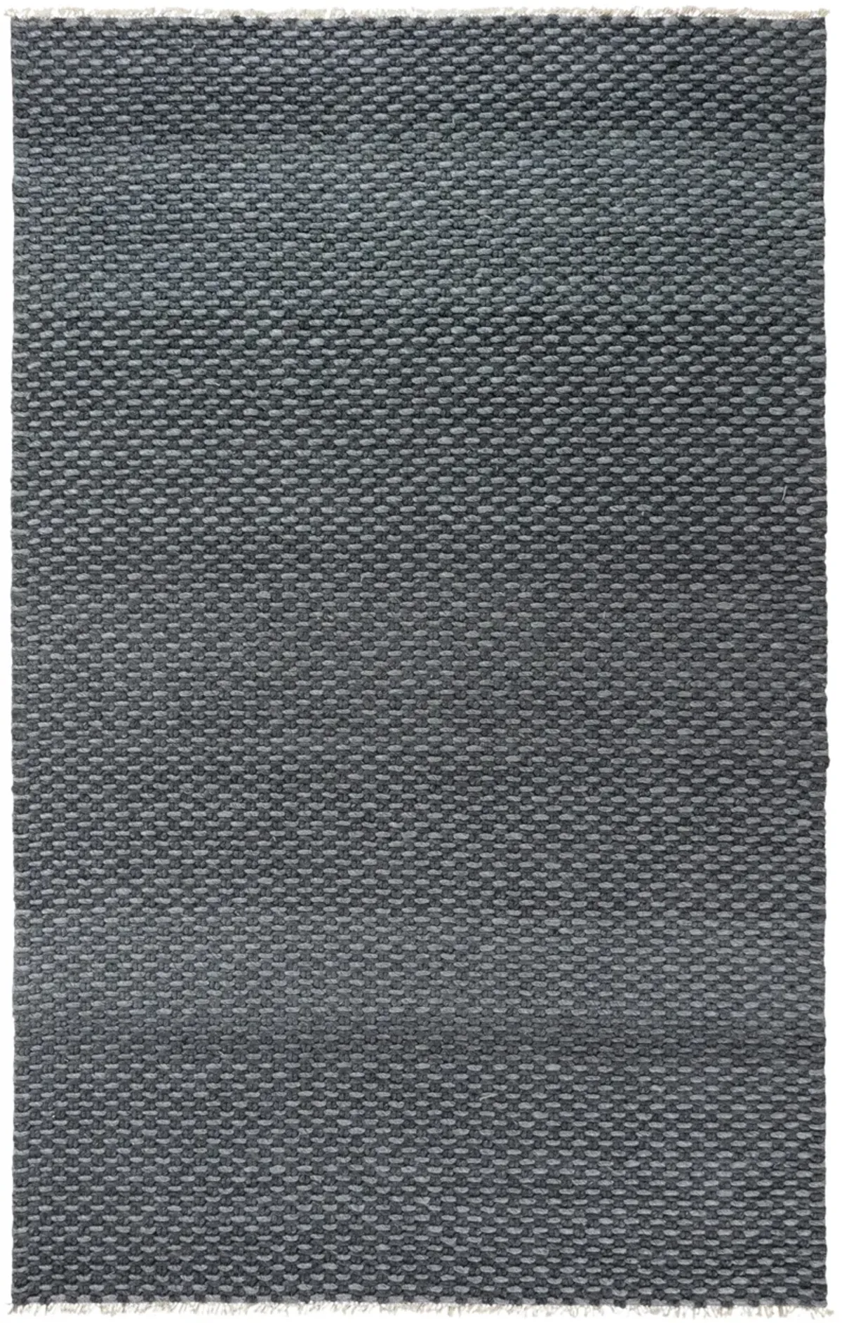 Capri Gray Basketweave Polyester/Wool Blend 5' x 7'6" Rectangle Rug