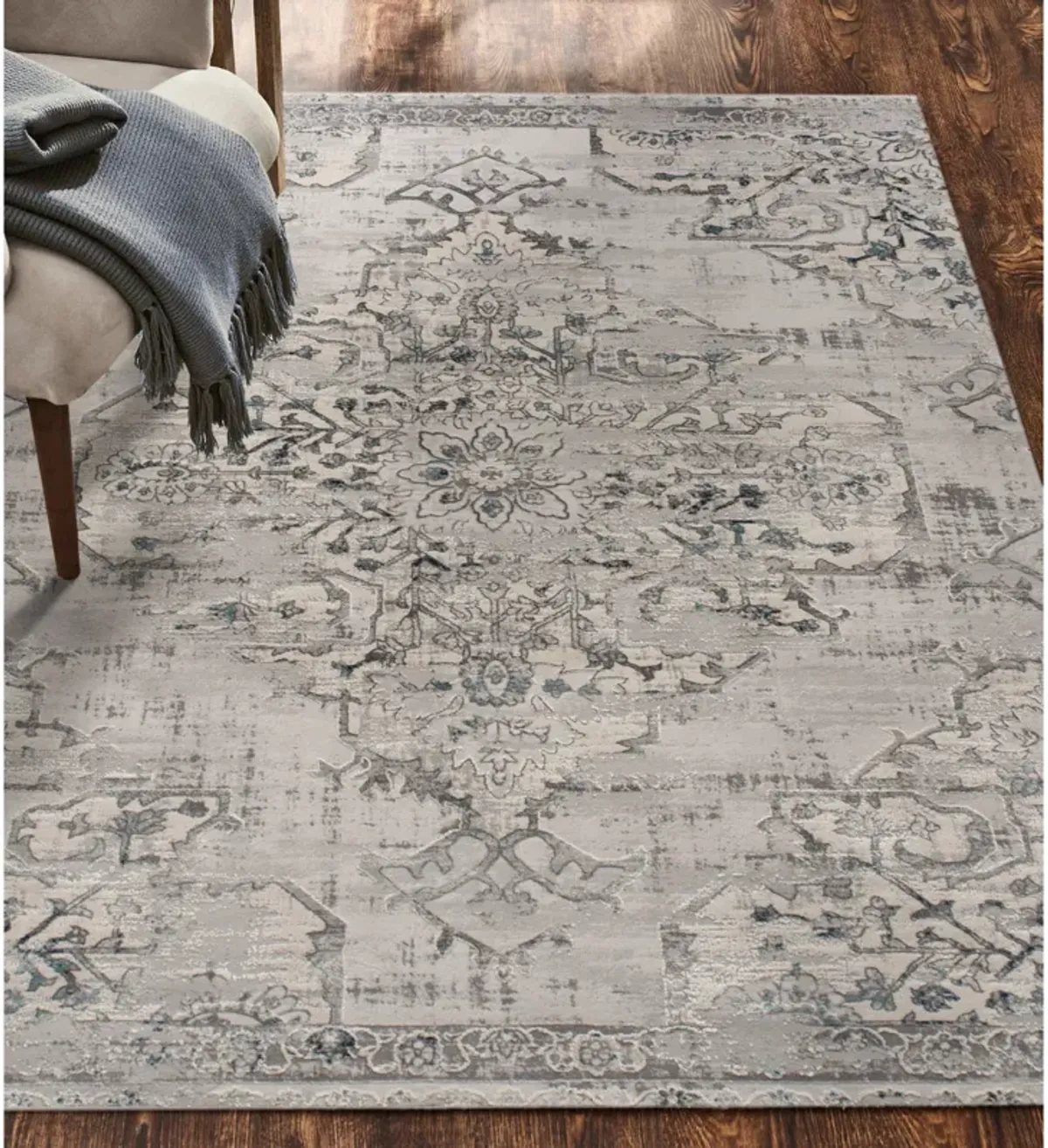 ARIELLA Grey & blue Rectangle 11'10 x 15'1 Rug