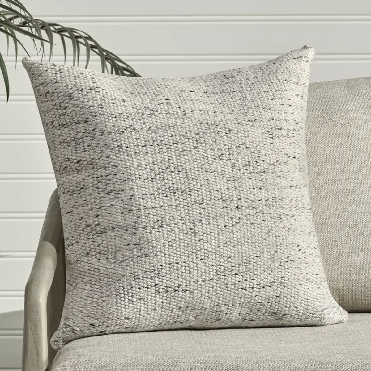 Stella 26" Recycled Fabric Fabric Throw Pillow, Ivory