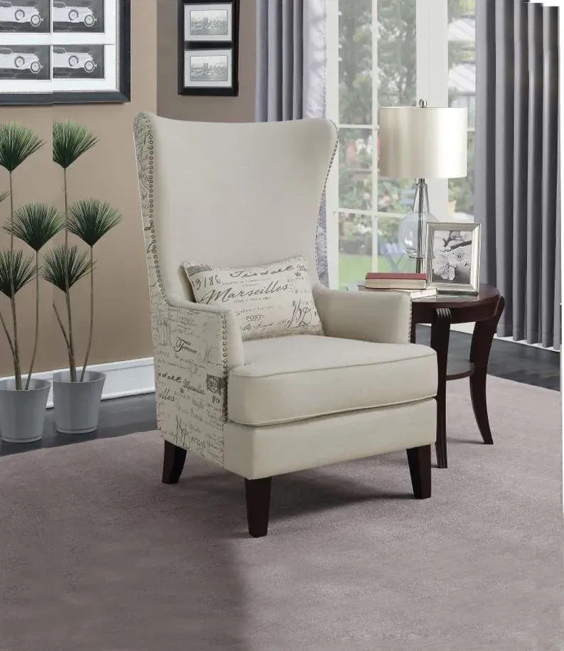 Pippin Curved Arm High Back Accent Chair Cream