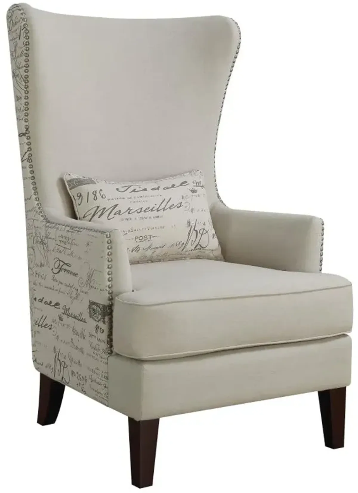 Pippin Curved Arm High Back Accent Chair Cream