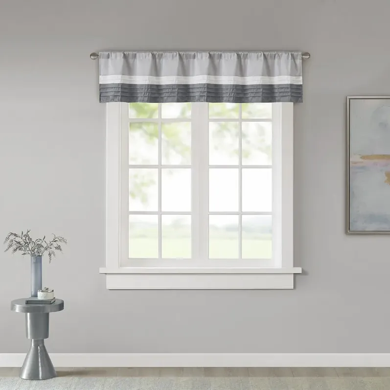 Madison Park Amherst Grey Polyoni Pintuck Valance