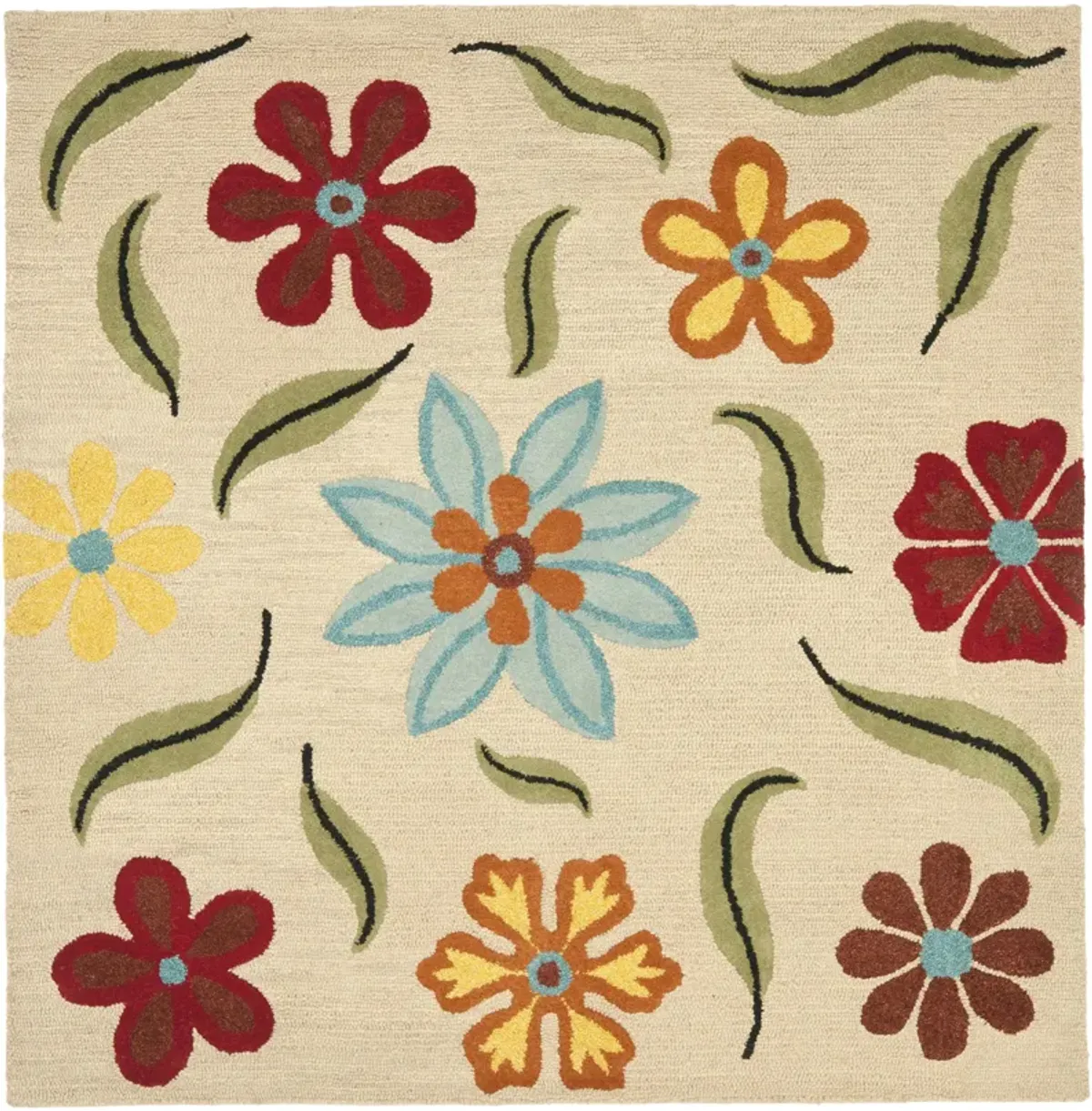 BLOSSOM Hand Hooked 4' x 4' Square area rug