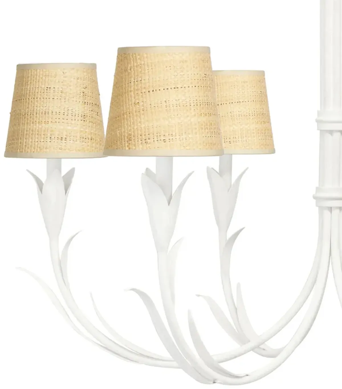 River Reed Chandelier Small (White with Rattan Shade)