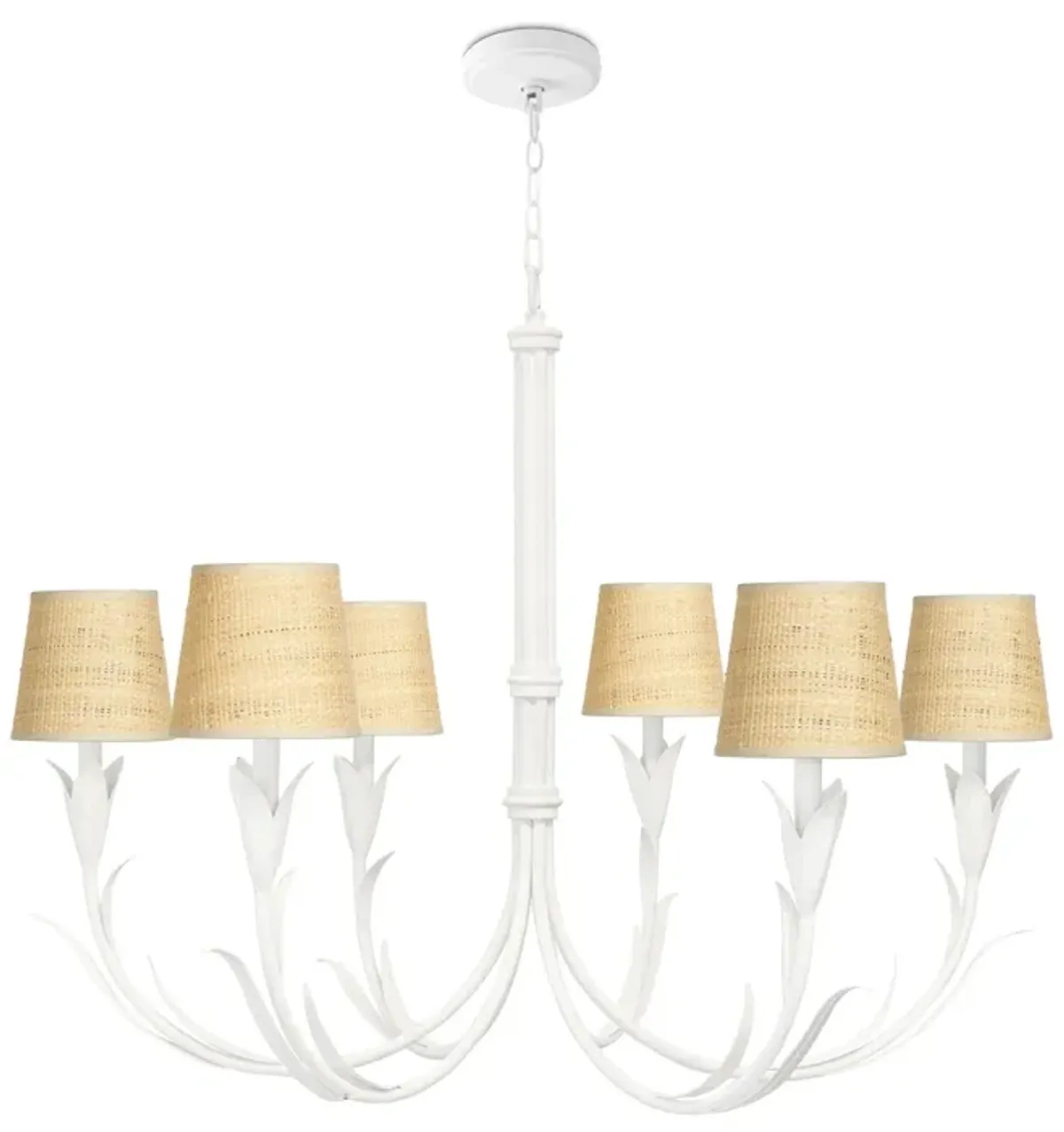 River Reed Chandelier Small (White with Rattan Shade)