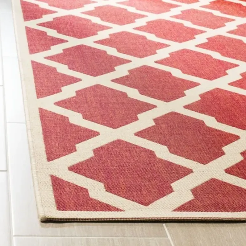 LINDEN 122 Collection LND122Q-4 Red / Creme 4' X 6'