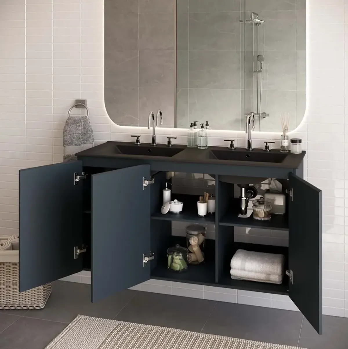 Bryn 48" Wall-Mount Double Sink Bathroom Vanity