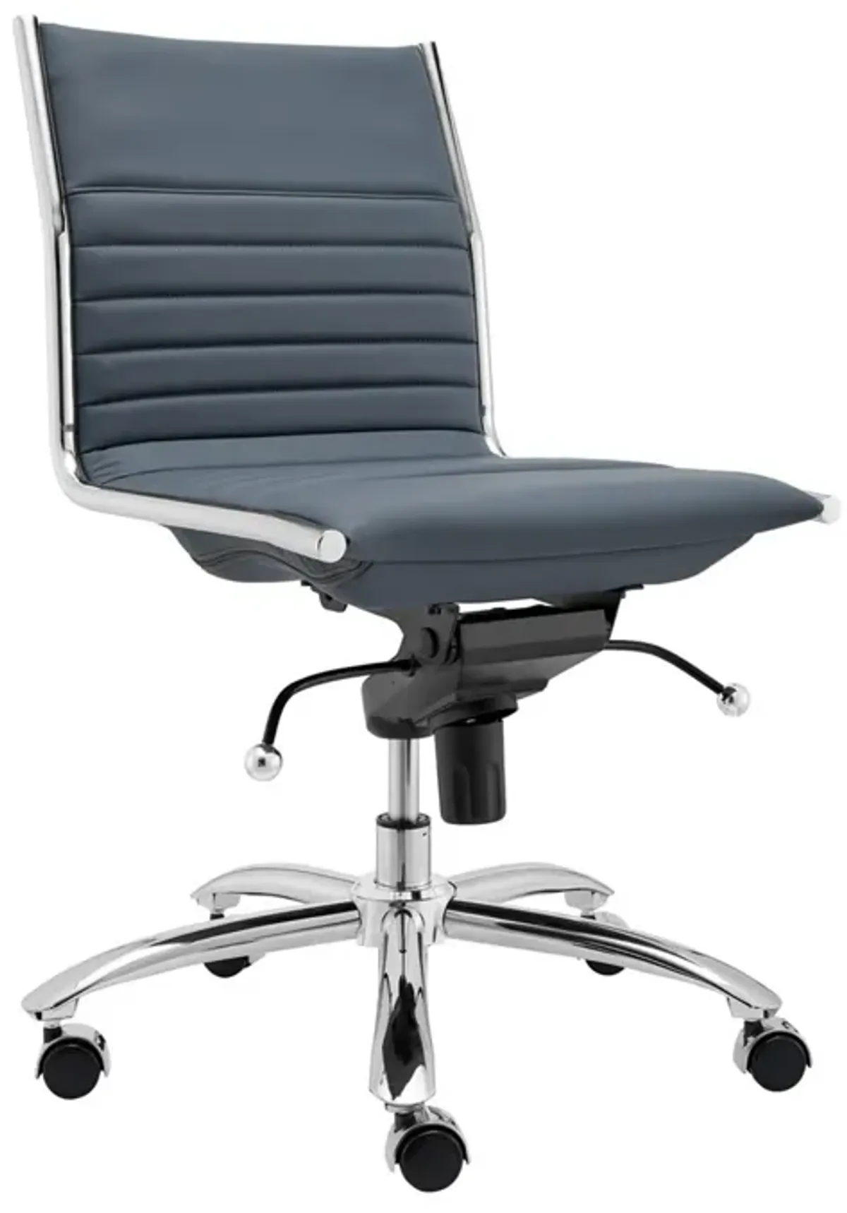 Dirk Low Back Office Chair w/o Armrests in Blue with Chromed Steel Base