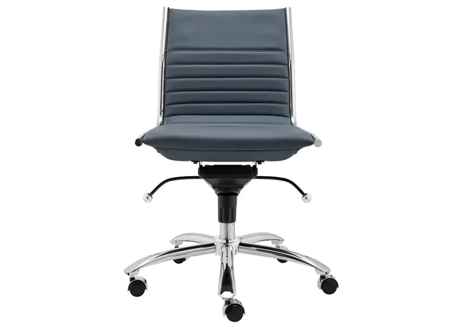 Dirk Low Back Office Chair w/o Armrests in Blue with Chromed Steel Base