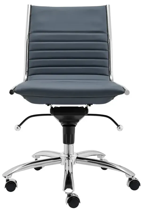 Dirk Low Back Office Chair w/o Armrests in Blue with Chromed Steel Base