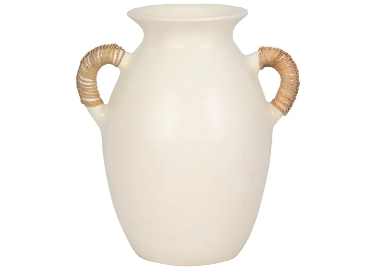 Terracotta, 12"h Eared Vase, White