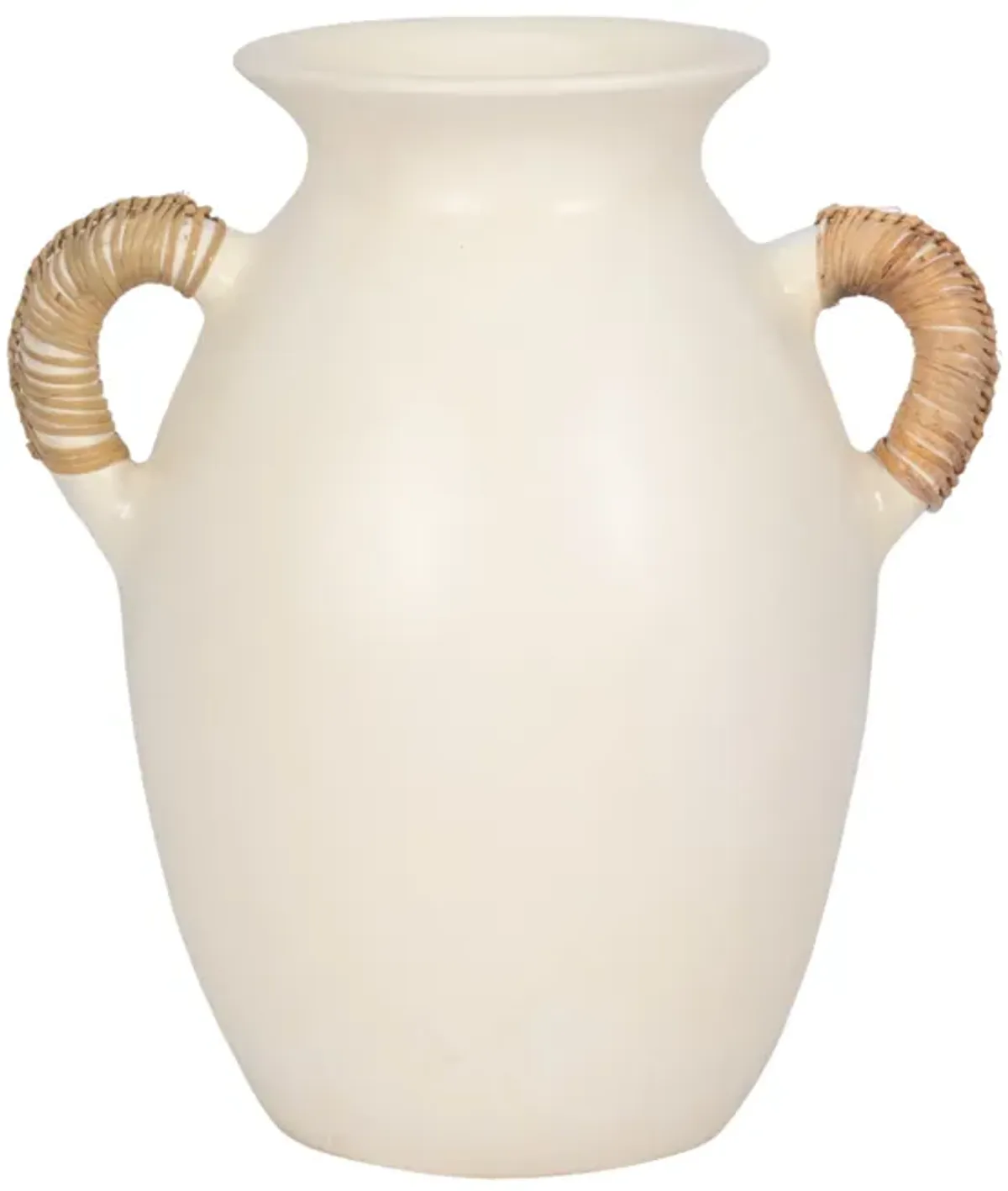 Terracotta, 12"h Eared Vase, White