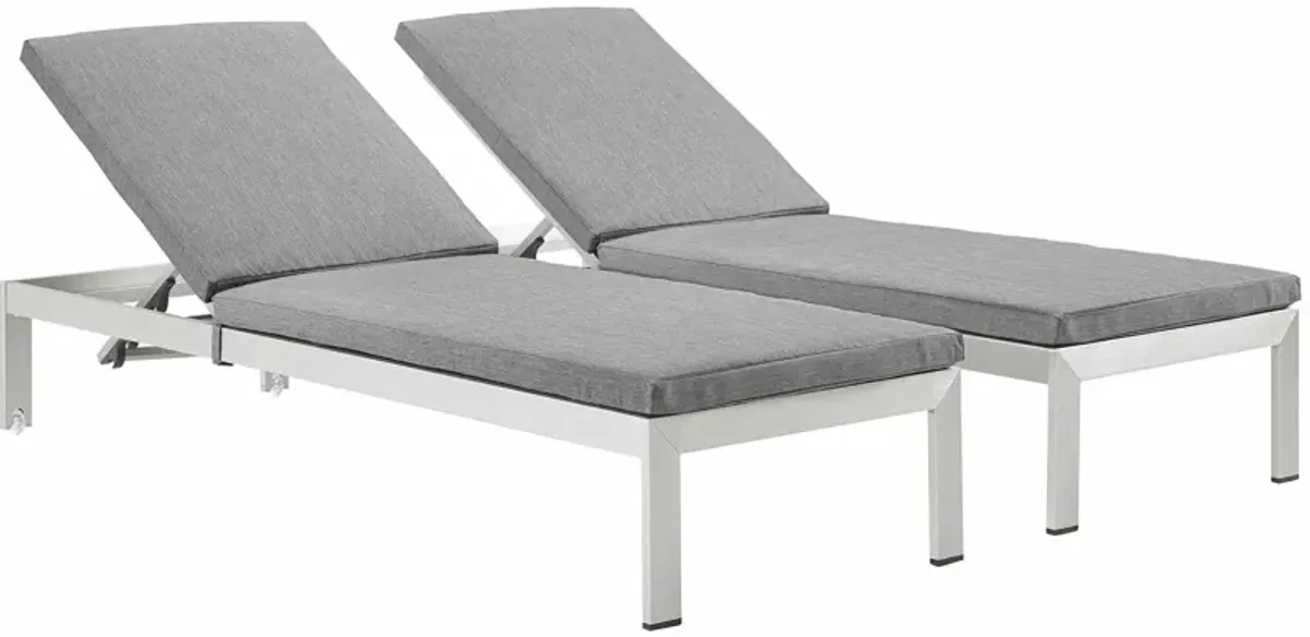 Shore Chaise with Cushions Outdoor Patio Aluminum Set of 2