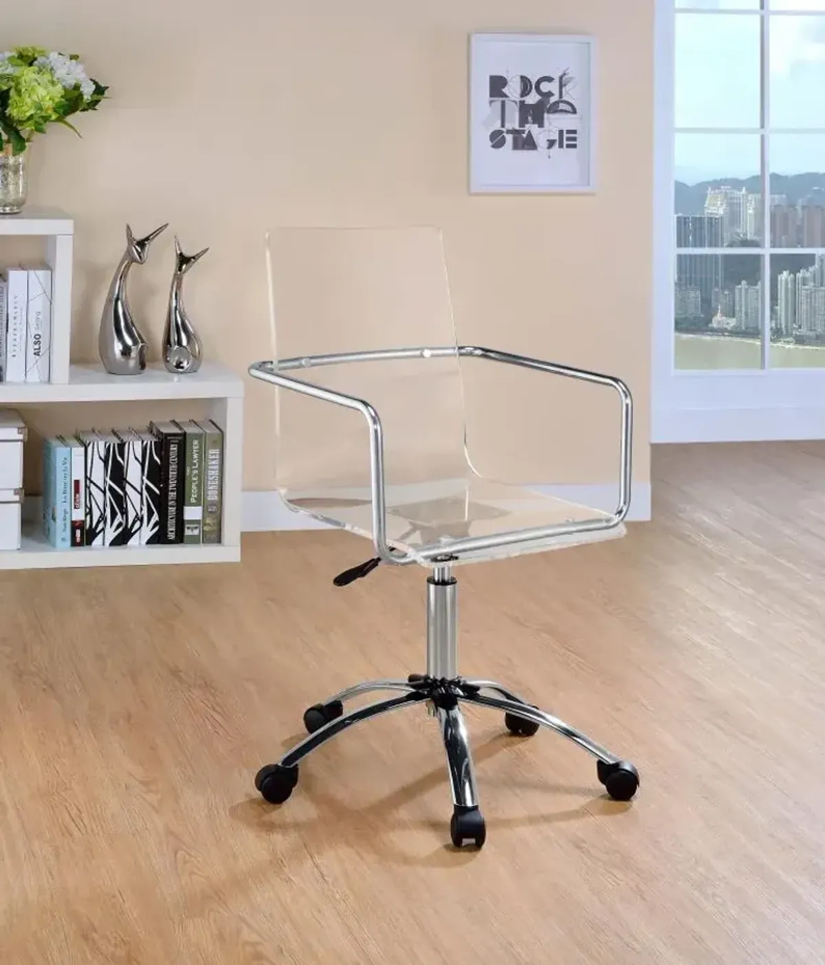 Alannah Office Chair with Casters Clear And Chrome