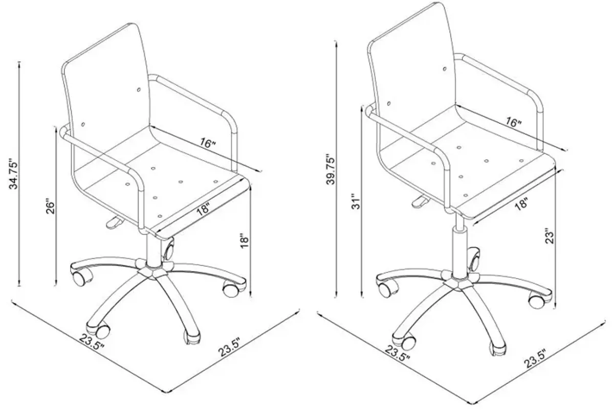 Alannah Office Chair with Casters Clear And Chrome