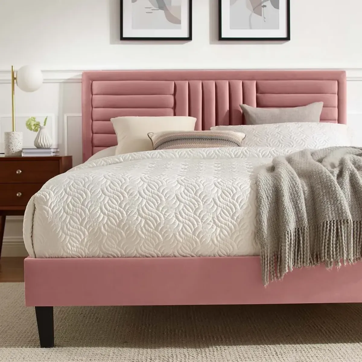 Sofia Channel Tufted Performance Velvet King Platform Bed