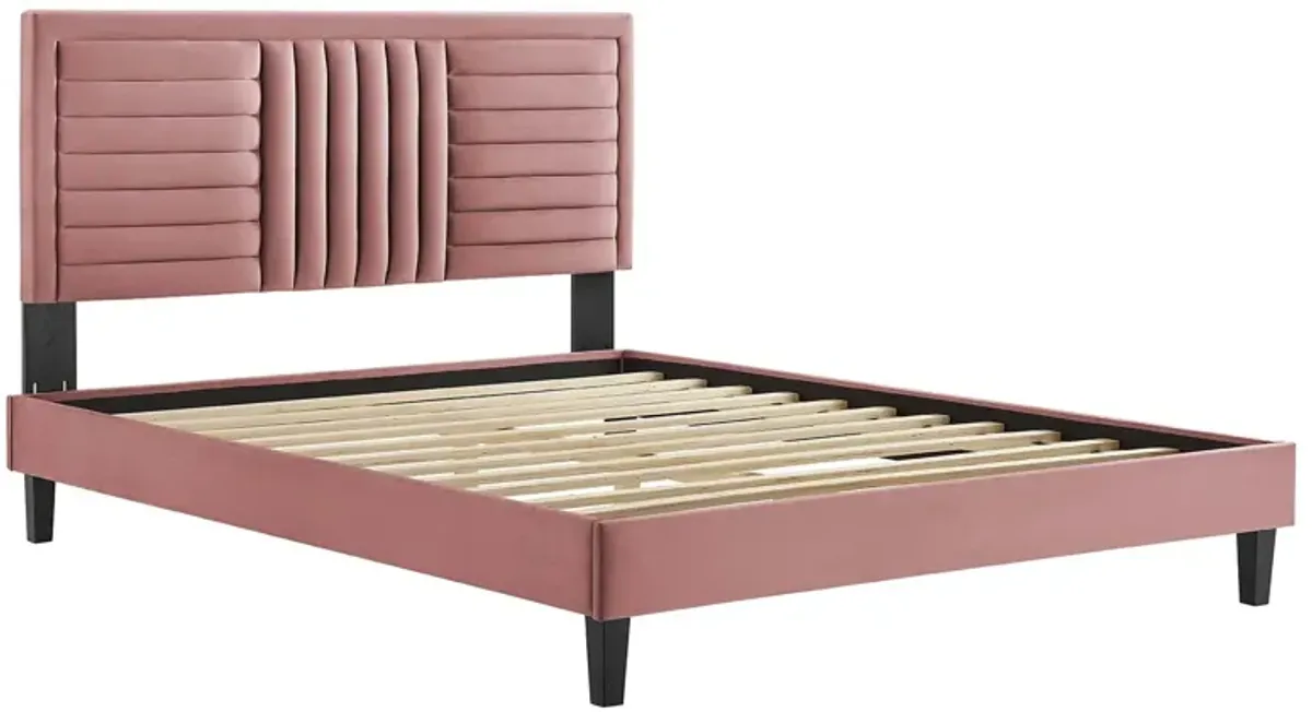 Sofia Channel Tufted Performance Velvet King Platform Bed