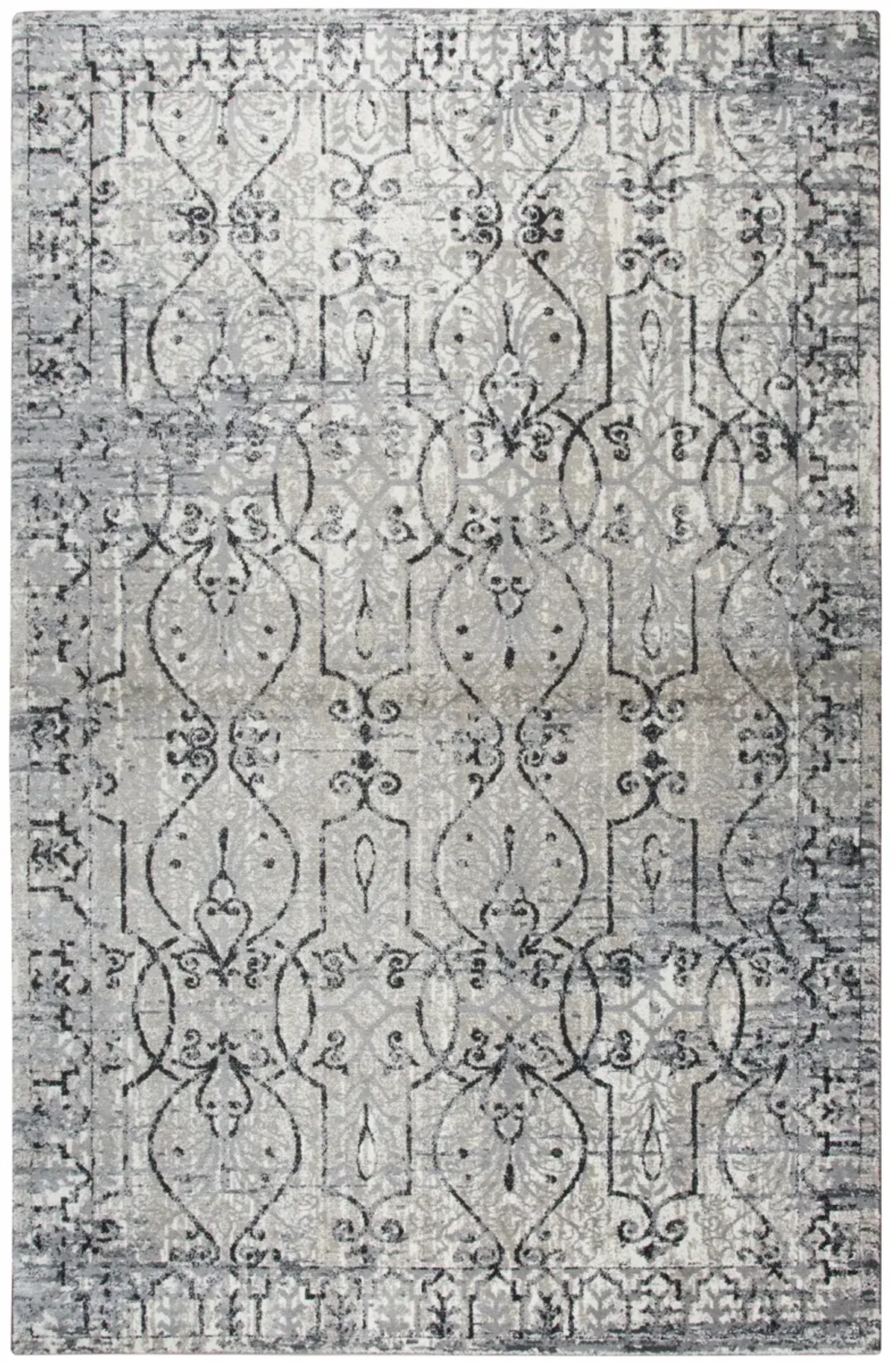 Panache Taupe/Natural Scroll Work Distress Polypropylene 9'10" x 12'6" Rectangle Rug