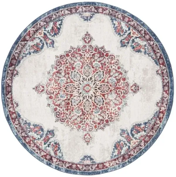 Brentwood 867 Ivory / Red 6'-7" X 6'-7" Round Round Powerloomed Rug