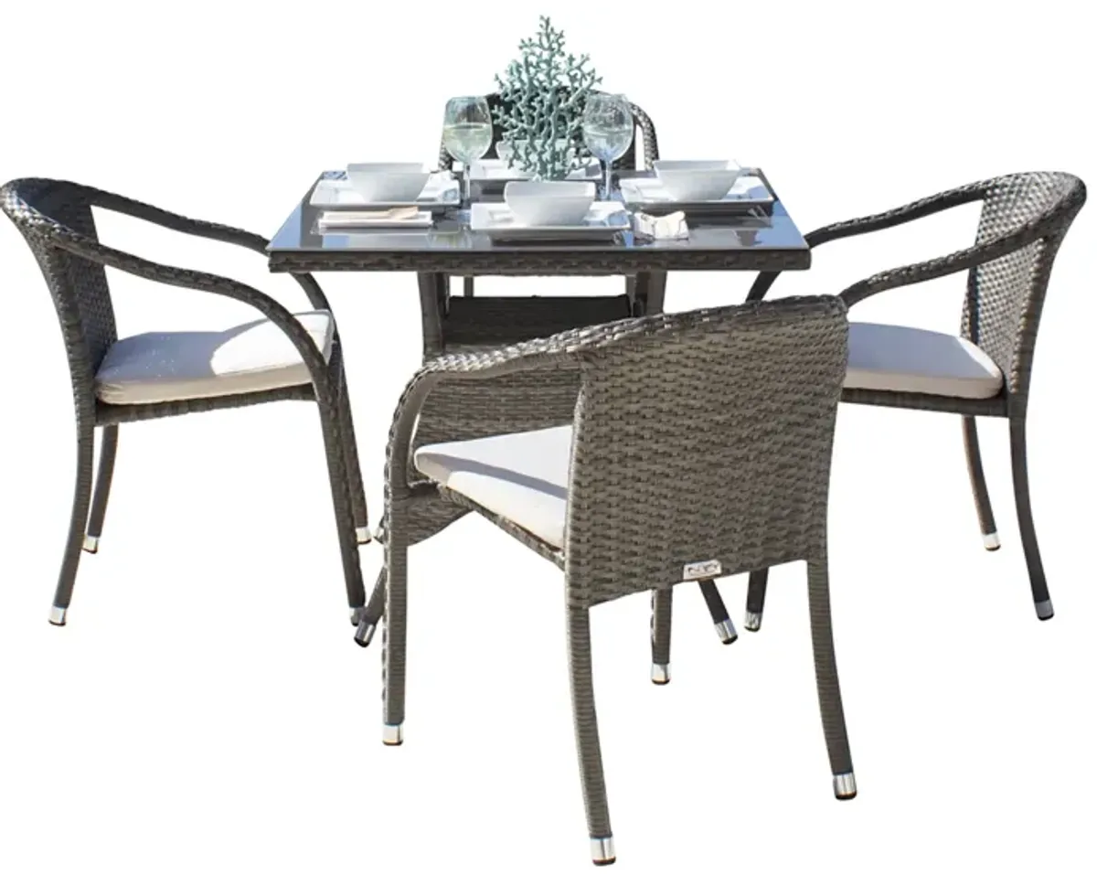 Ultra 5-Piece Stackable Woven Armchair Dining Set with Cushions