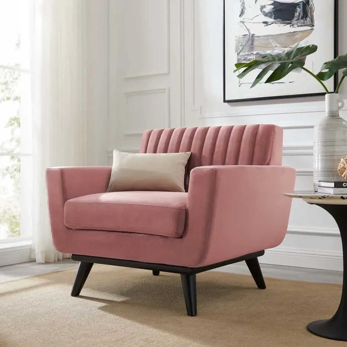 Engage Channel Tufted Performance Velvet Armchair