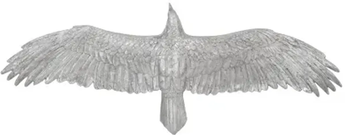 soaring eagle wall art, resin, silver leaf, lg