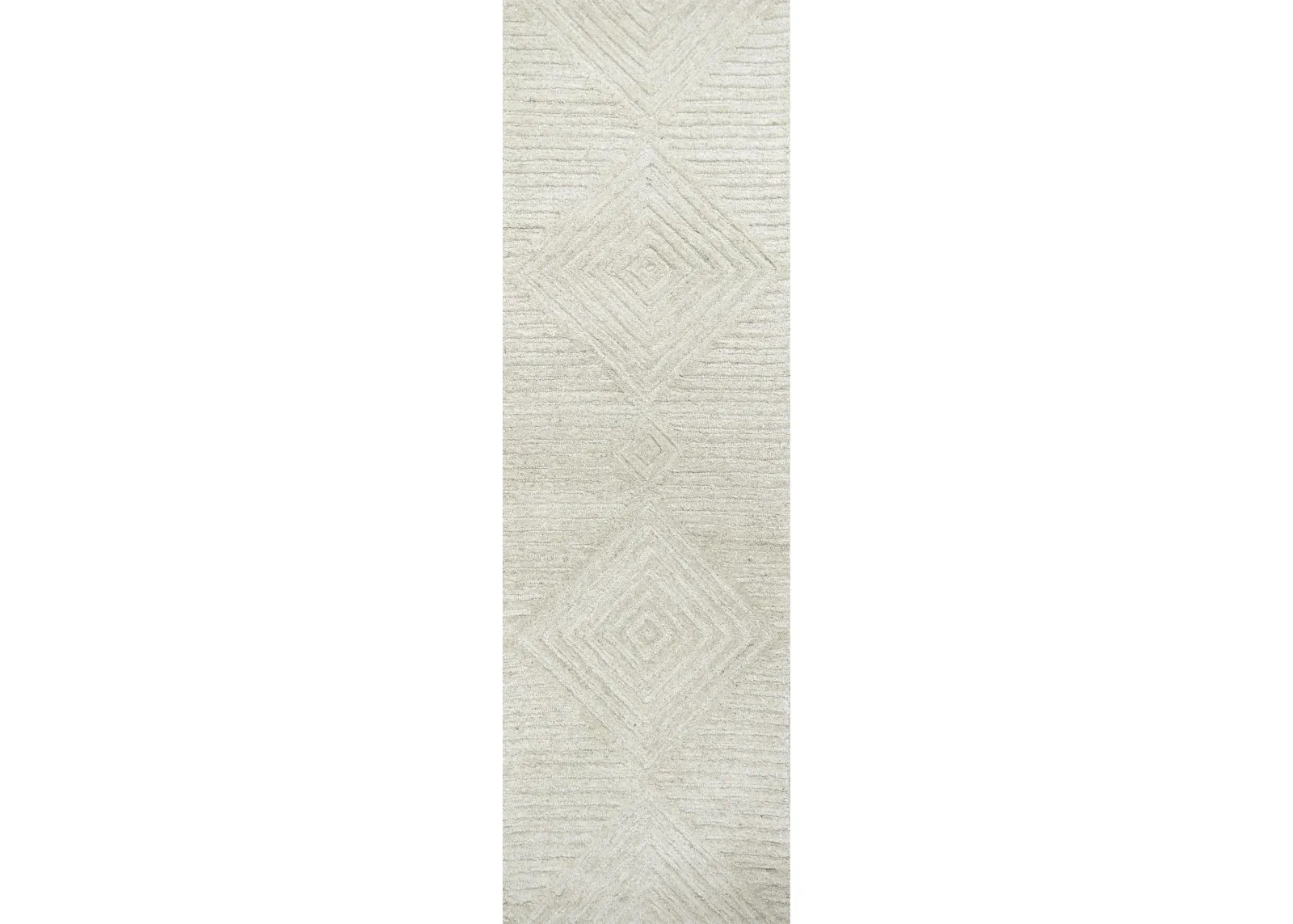 Suffolk Ivory/Natural Geometric/Solid Wool 2'6" x 8' Runner Rug