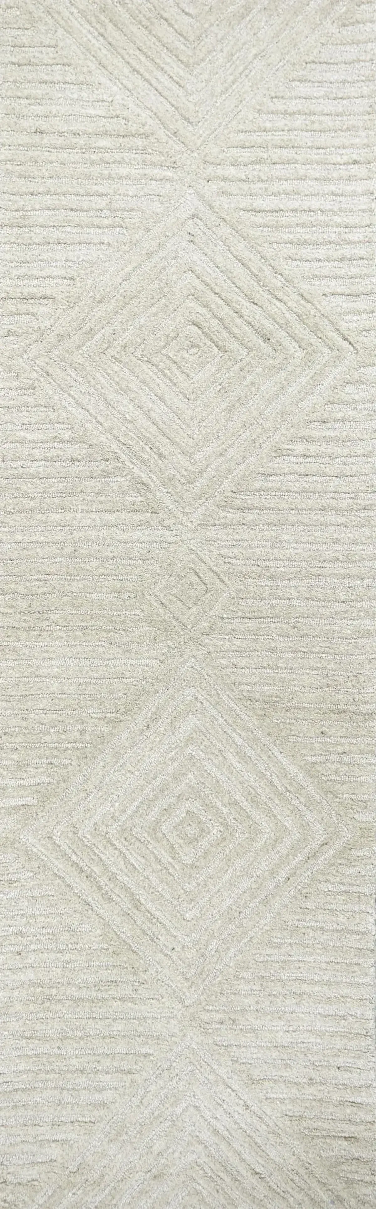 Suffolk Ivory/Natural Geometric/Solid Wool 2'6" x 8' Runner Rug