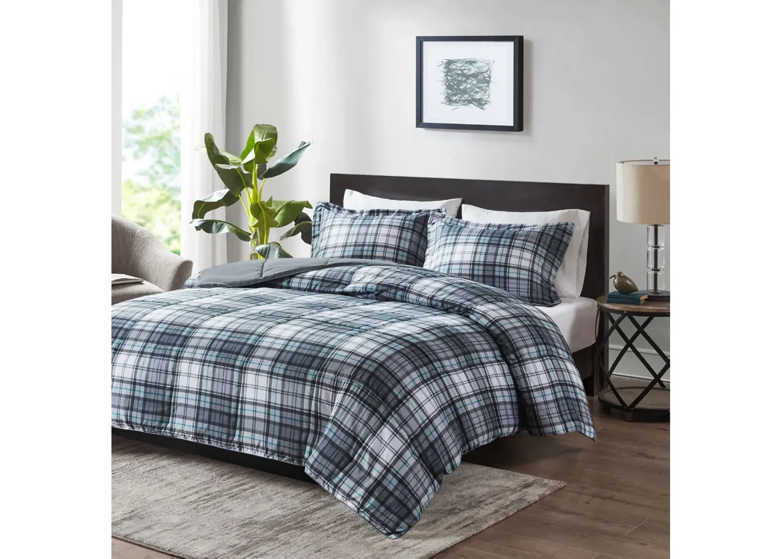 Madison Park Essentials Parkston Grey 3M Scotchgard Down Alternative All Season Comforter Set