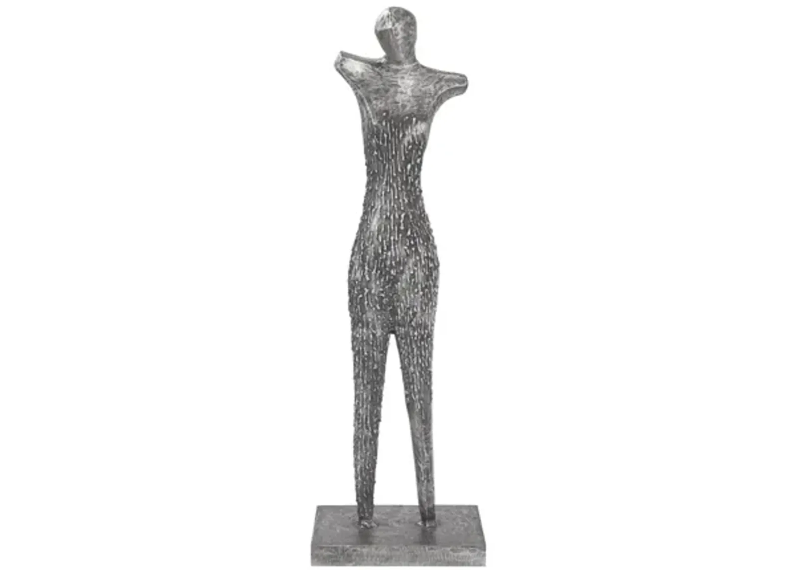 Abstract Female Sculpture on Stand, Black/Silver, Aluminum