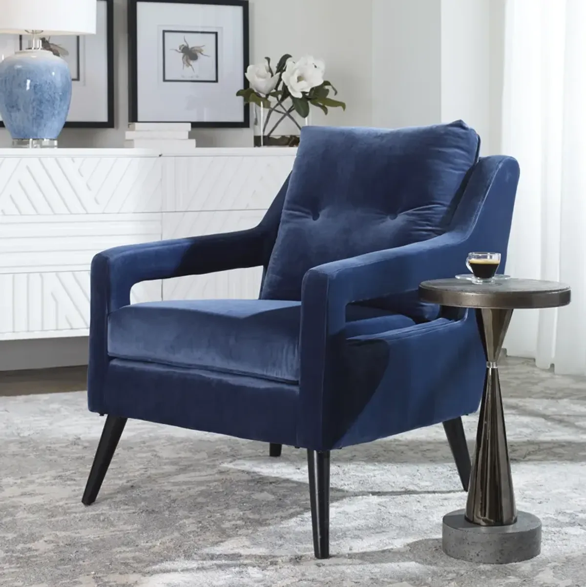 O'Brien Blue Velvet Armchair