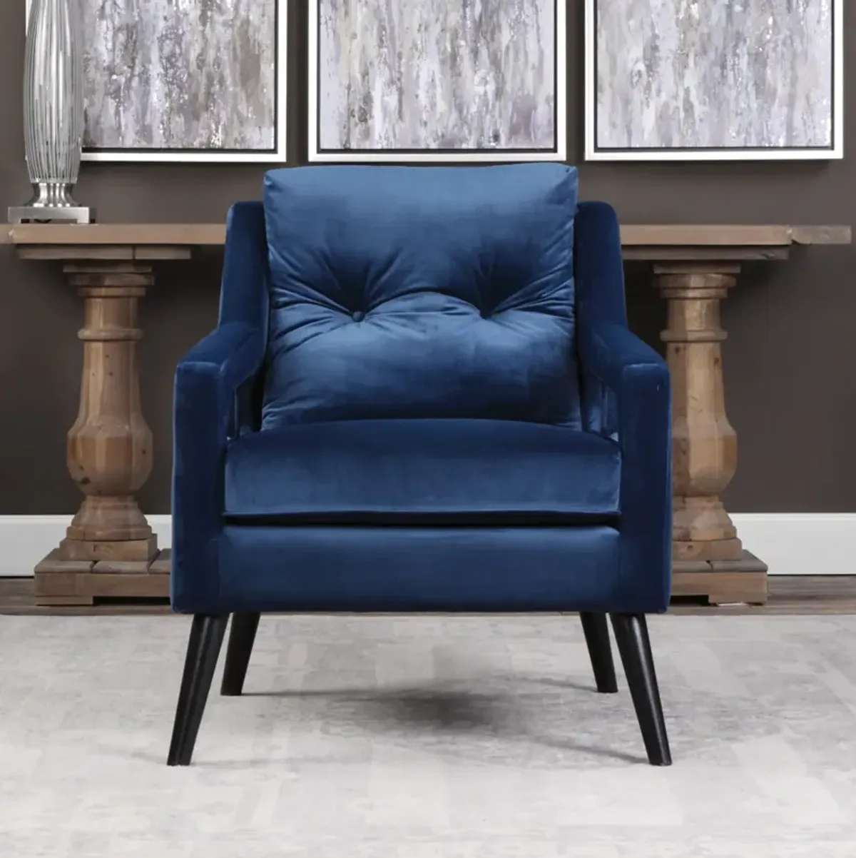 O'Brien Blue Velvet Armchair