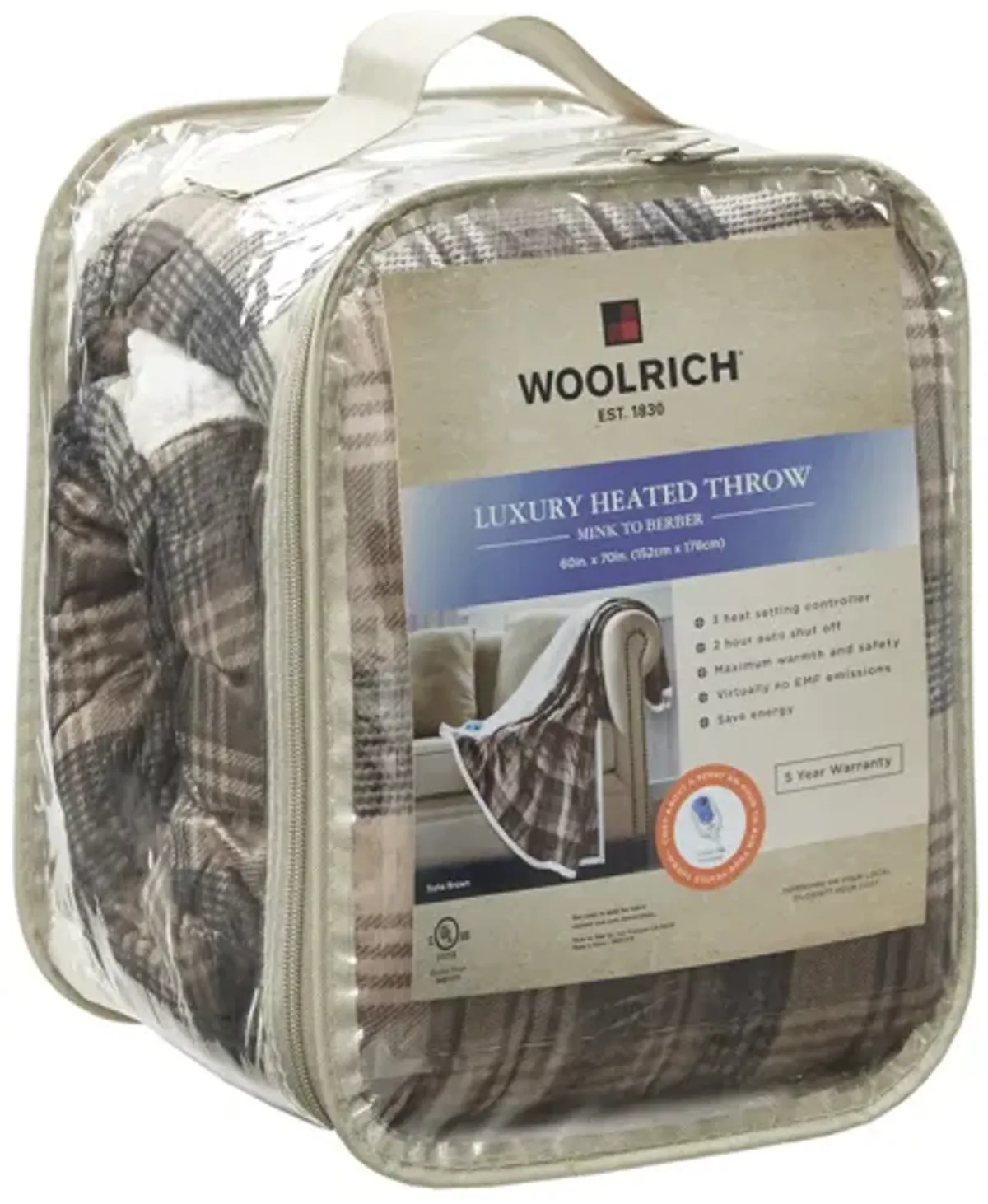 Woolrich Tasha Brown Oversized Mink to Berber Heated Throw