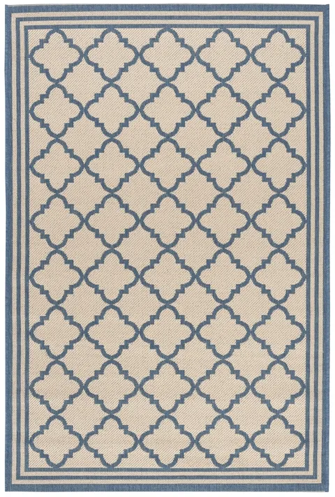 LINDEN 121 Collection LND121N-5 Cream / Blue 5'-3" X 7'-6"