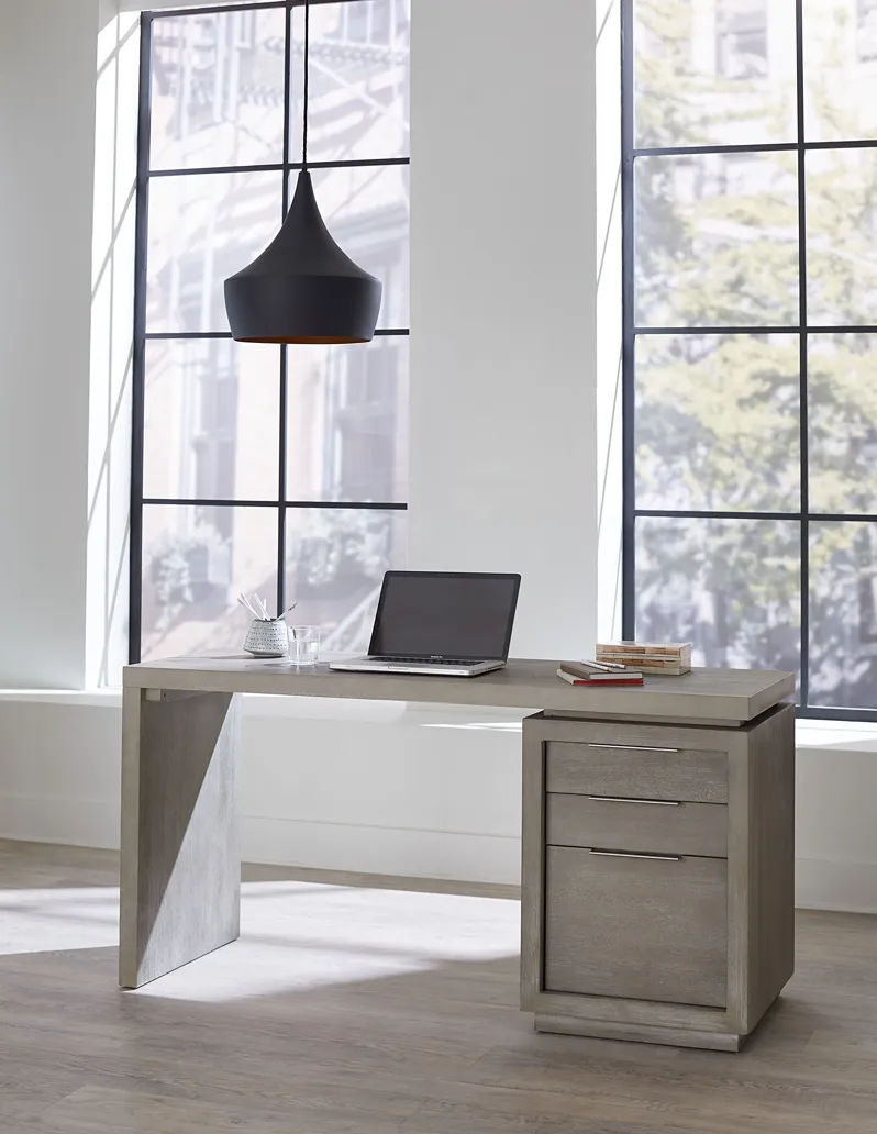 Oxford Three-Drawer Single Pedestal Desk in Mineral