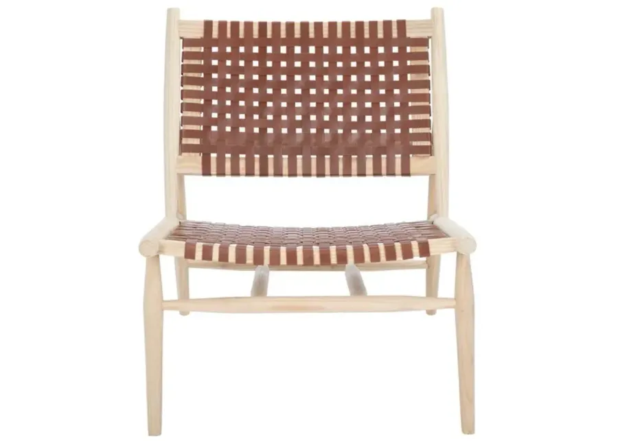 SOLEIL LEATHER WOVEN ACCENT CHAIR